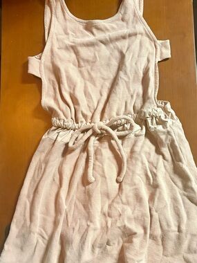 See By Chloe Backless Soft Pink Waffle-Knit Mini Dress with Tie Waist